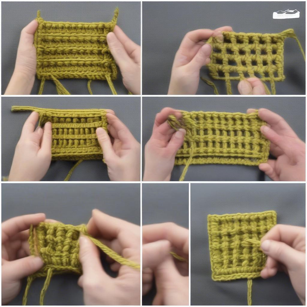 Step-by-step tutorial of the basket weave crochet stitch