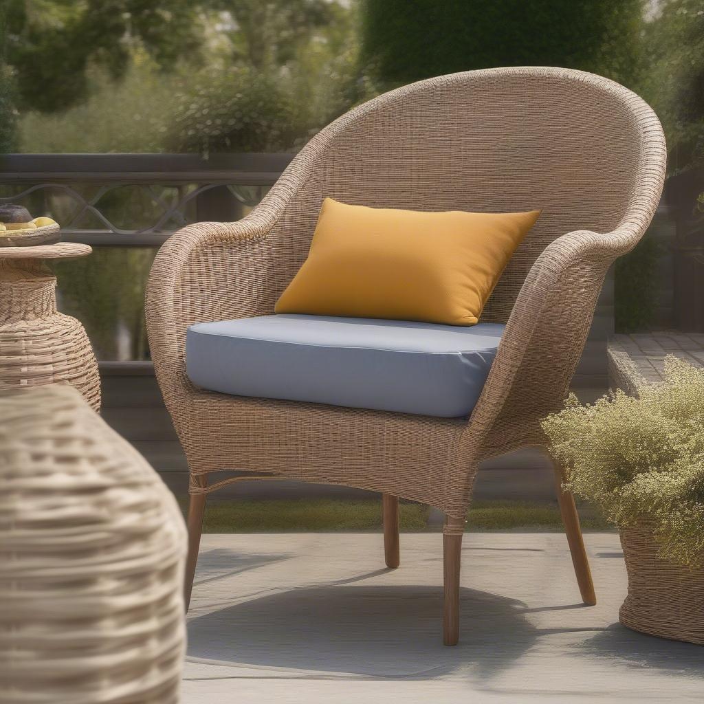 Basket weave cushion enhancing the aesthetic of outdoor patio furniture