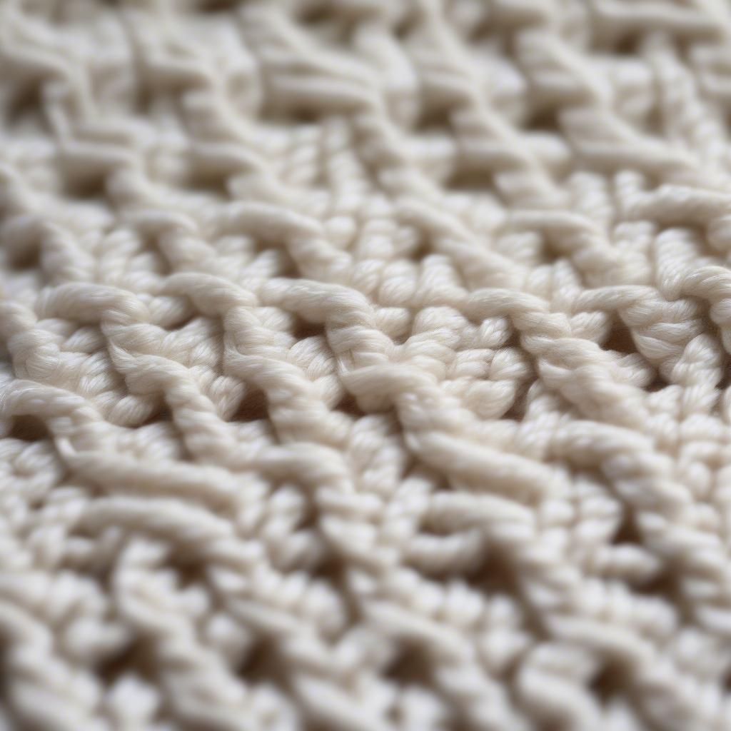 Close-up of a basket weave dishcloth showing the textured stitch detail