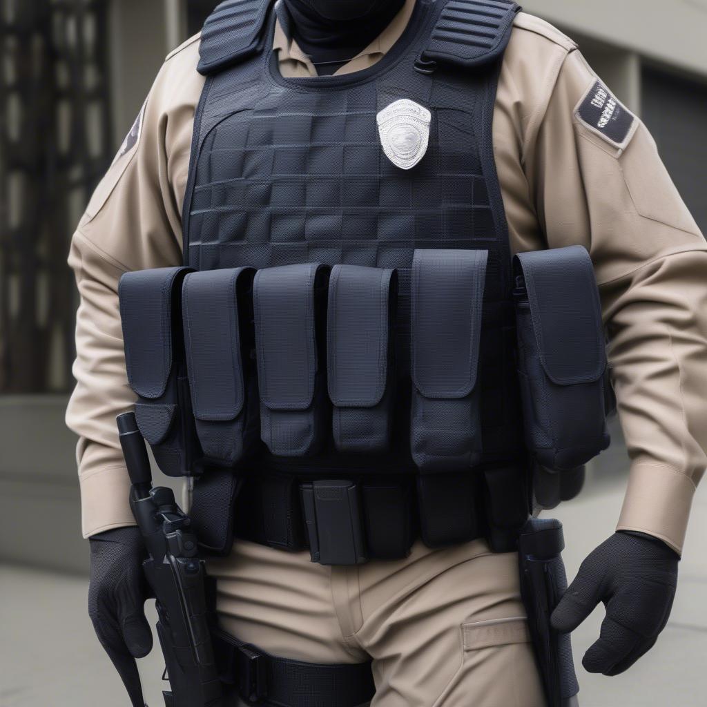 Basket weave duty rig worn by a police officer