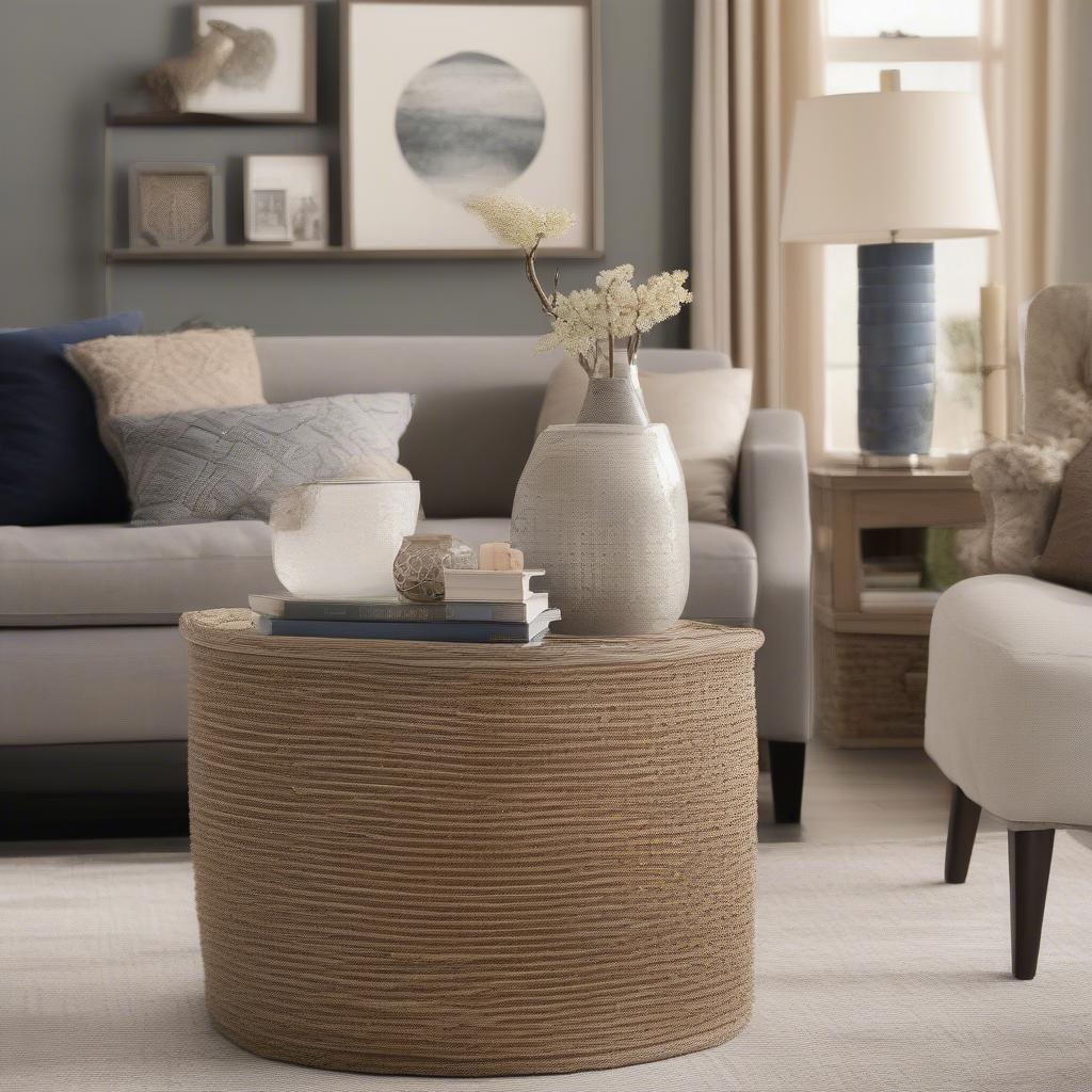 Basket Weave End Table in Living Room Setting