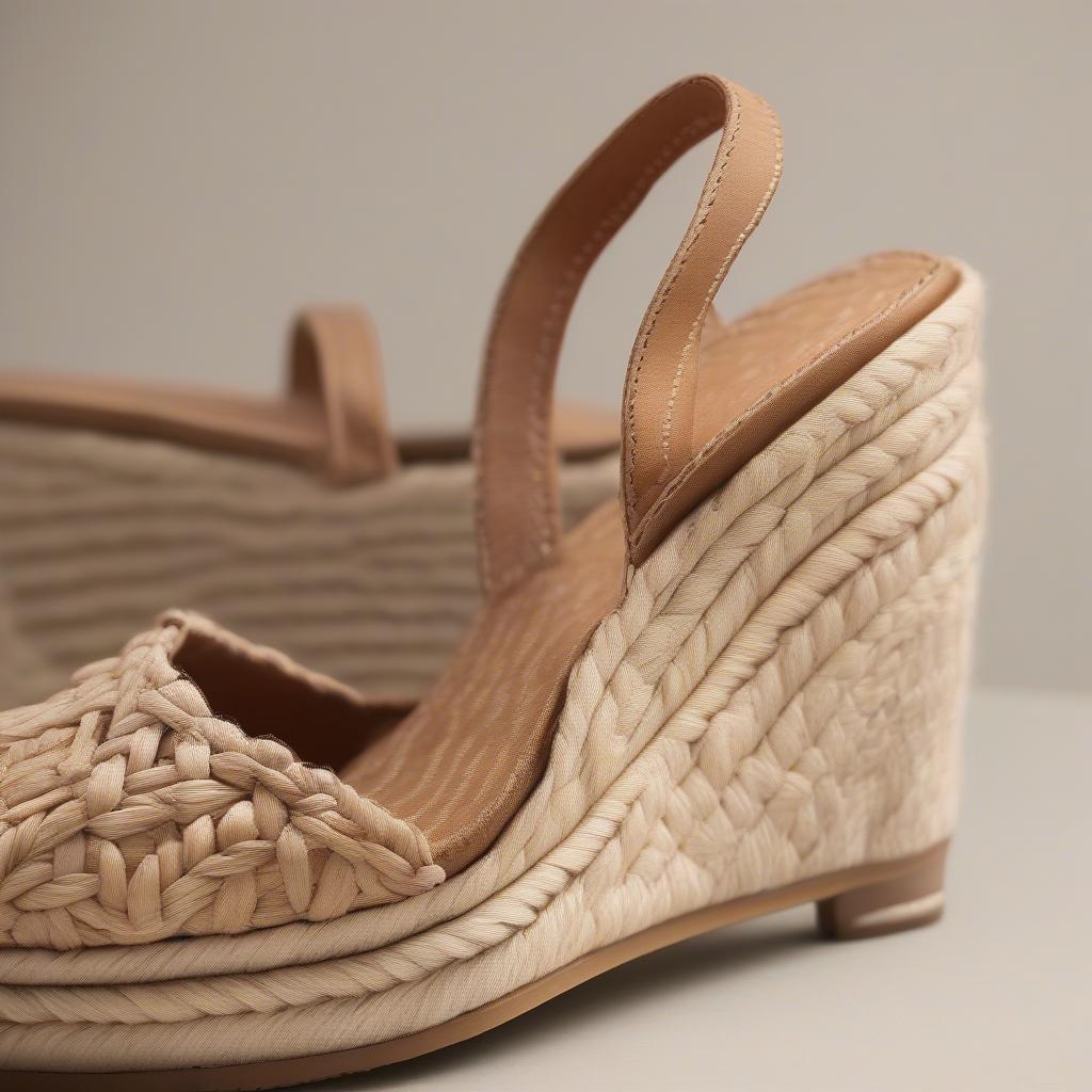 Close-up of a Basket-Weave Espadrille Wedge