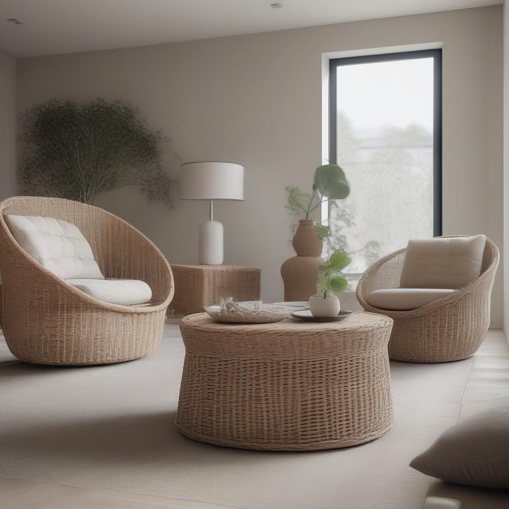 Basket Weave Furniture in a Modern Living Room