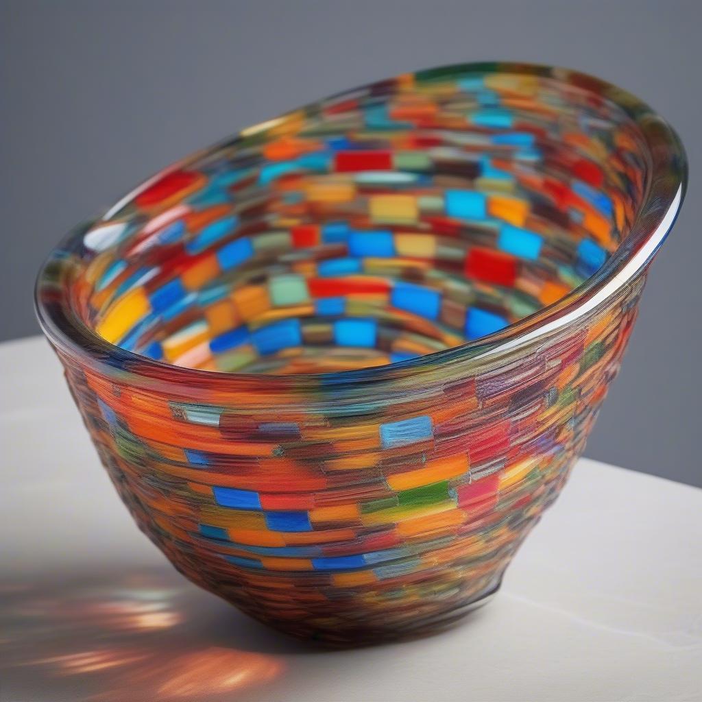 Basket Weave Fused Glass Bowl