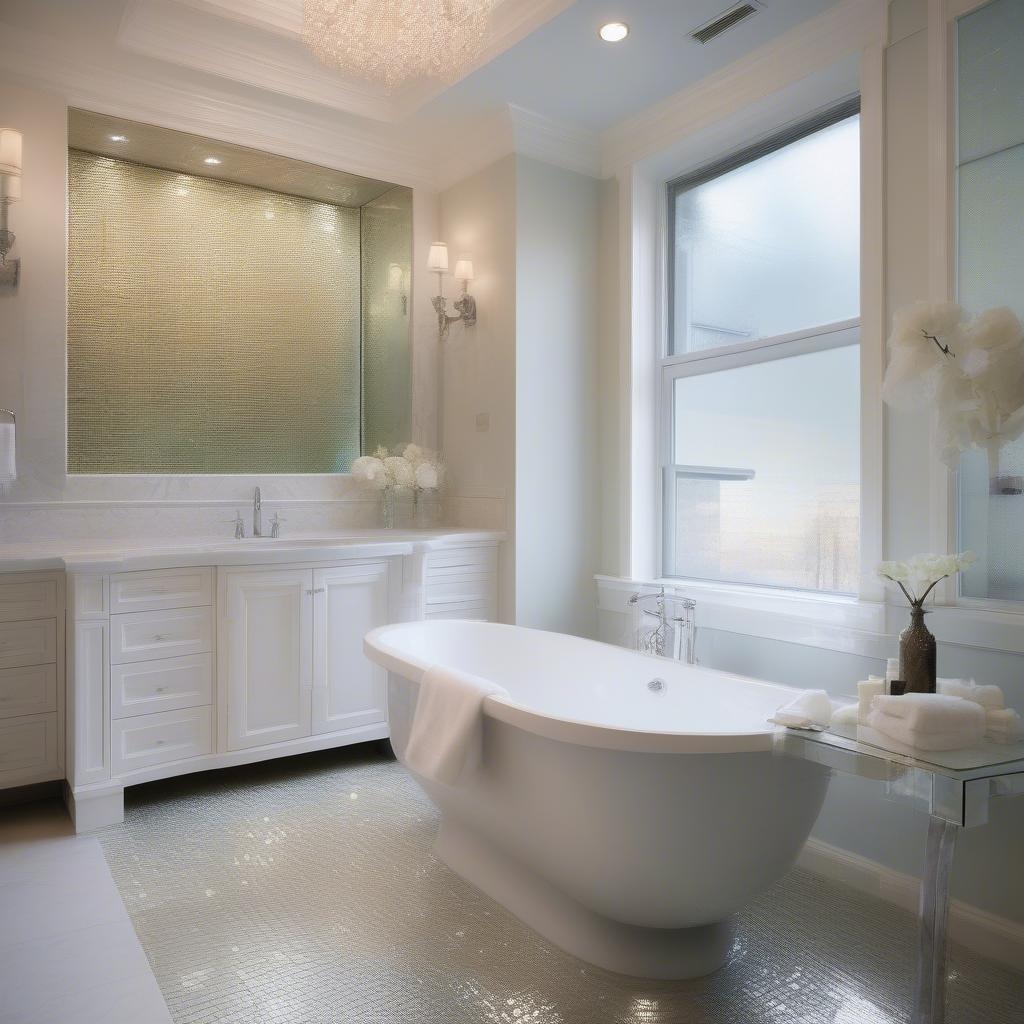 Basket Weave Glass Tile in a Bathroom