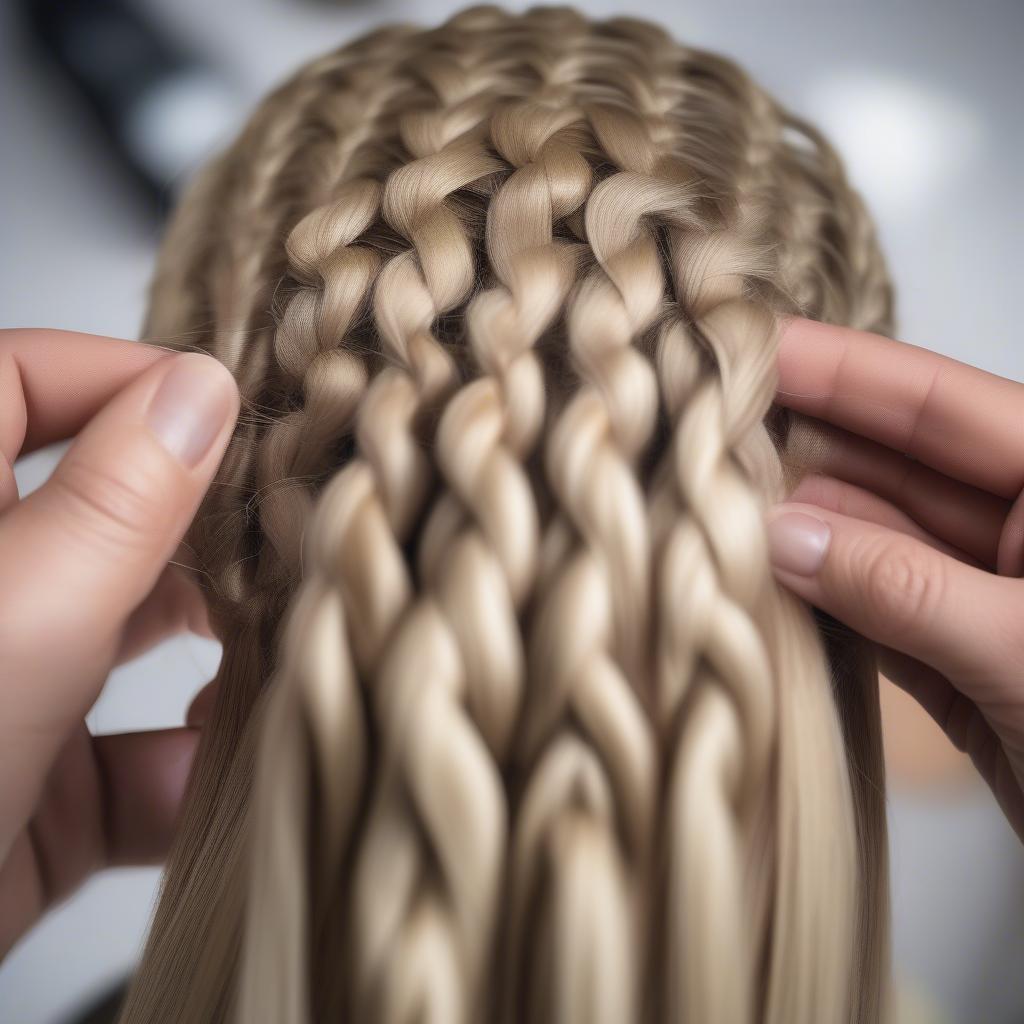 Close-up of the Basket Weave Braiding Process