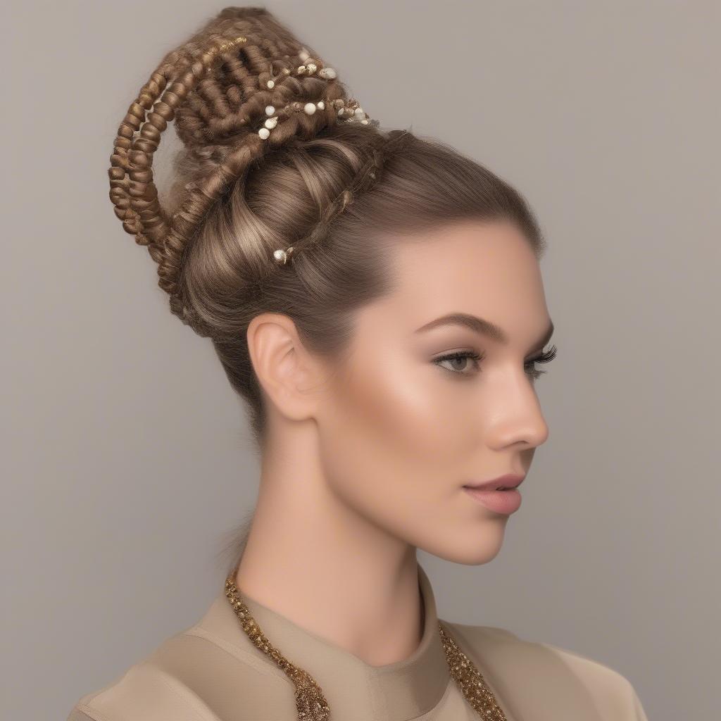 Basket Weave Hairstyle with Accessories and Ponytail