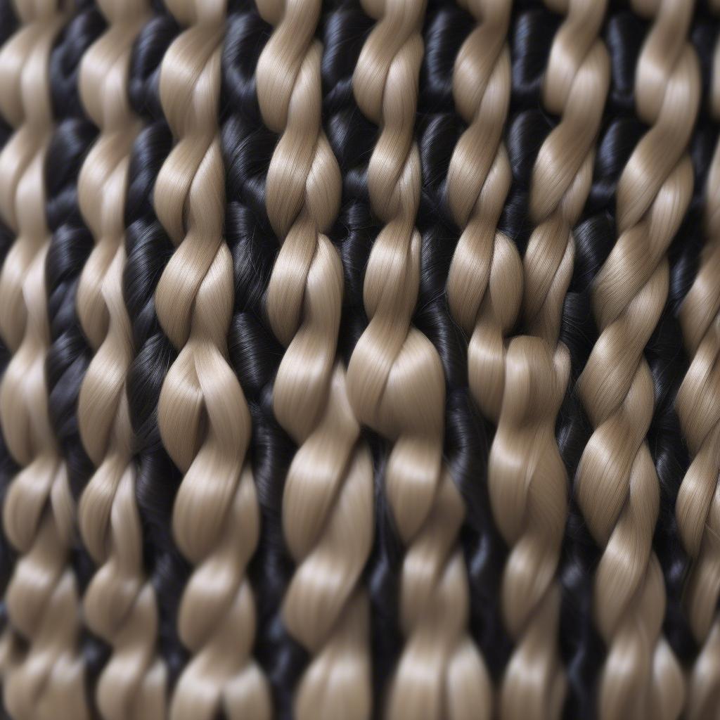 Close-up of a basket weave hairstyle showcasing the intricate braiding pattern