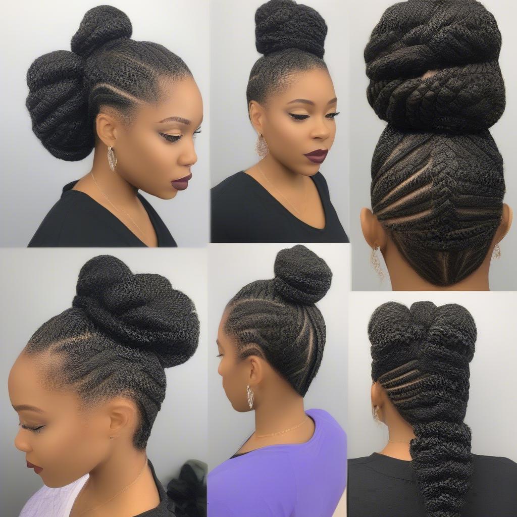 Black Woman with Intricate Basket Weave Hairstyle and High Ponytail