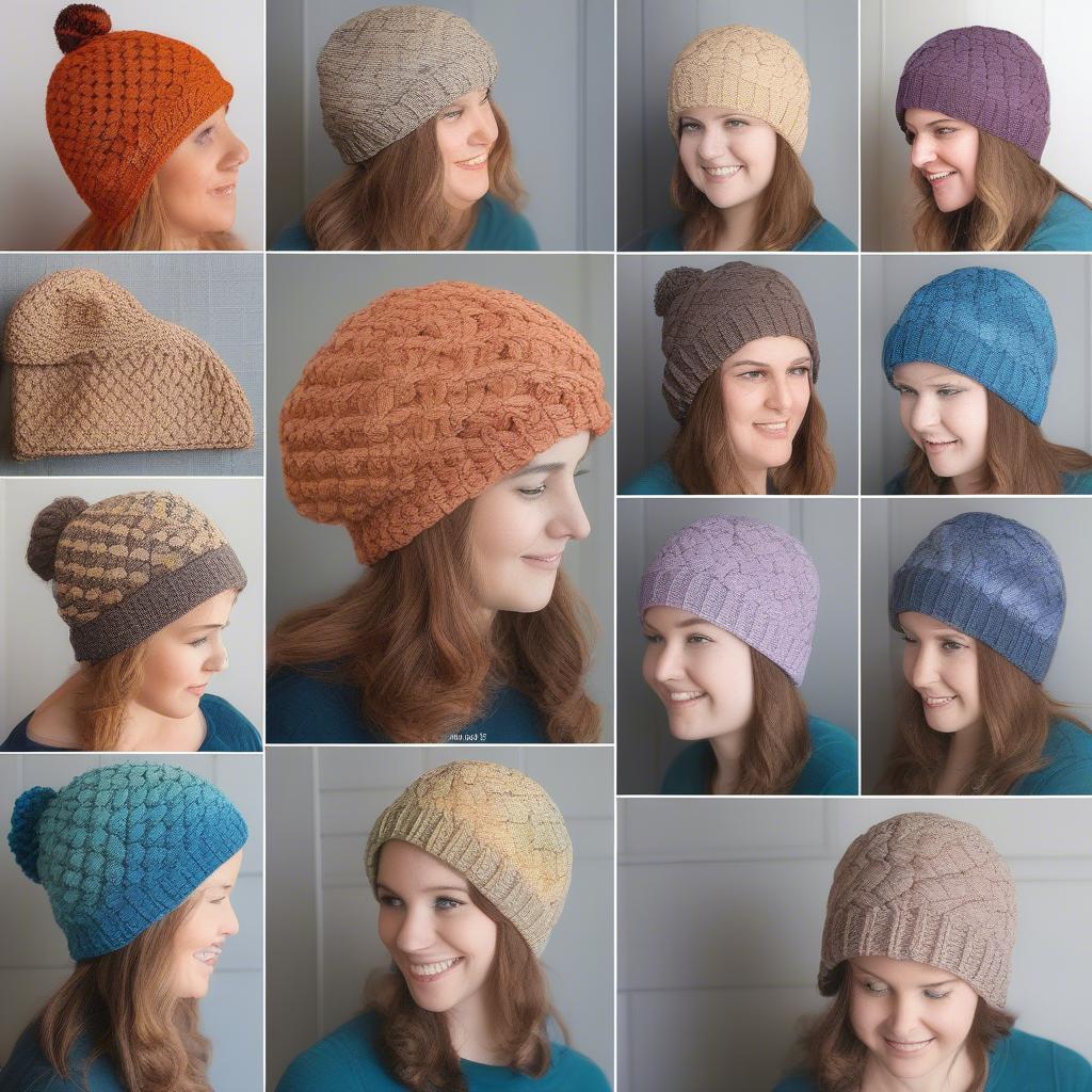 Different styles of basket weave crochet hats