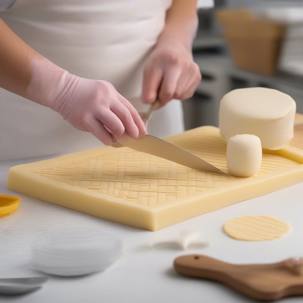 Using Basket Weave Impression Mat with Fondant