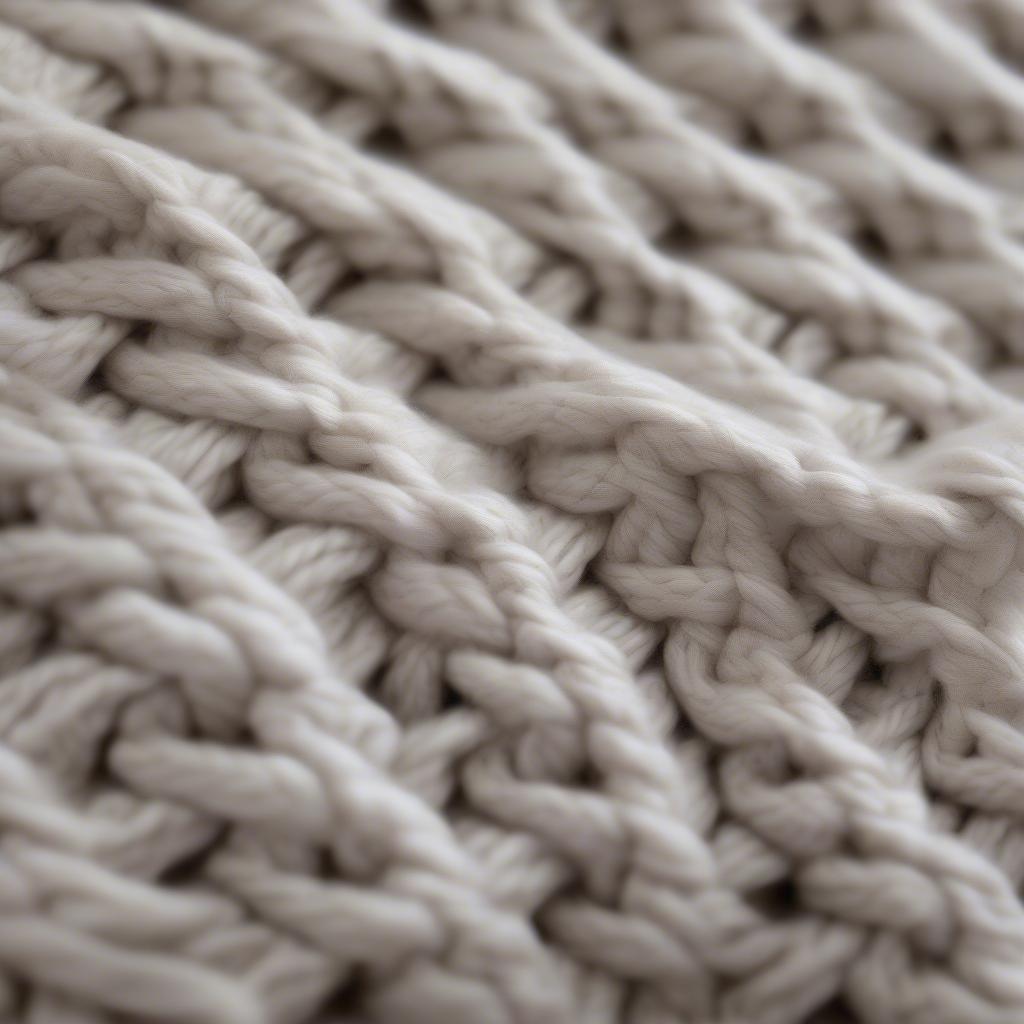 Free basket weave knit baby blanket pattern: Close-up of the intricate stitch detail showing the textured design