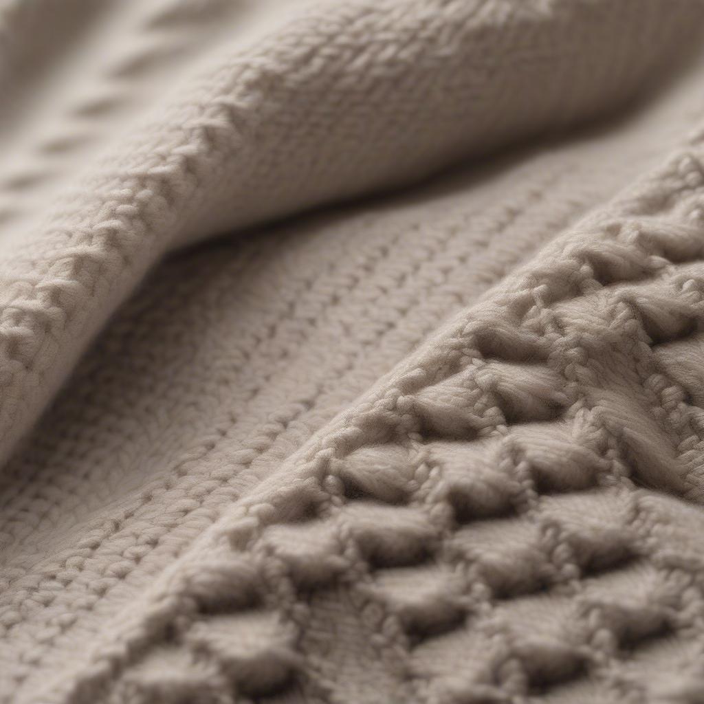 Close-up view of a basket weave knit cardigan