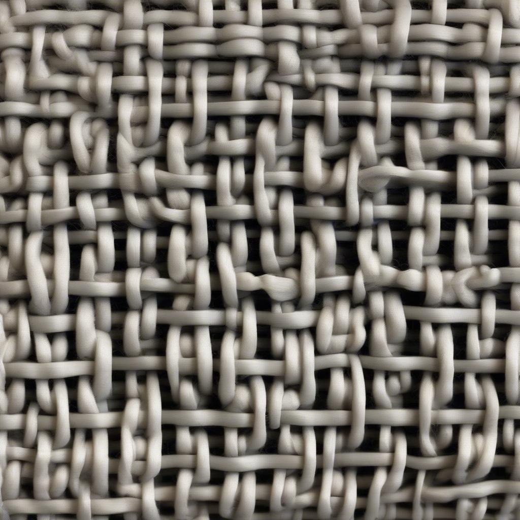 Close-up of basket weave knit stitch showing the alternating knit and purl blocks