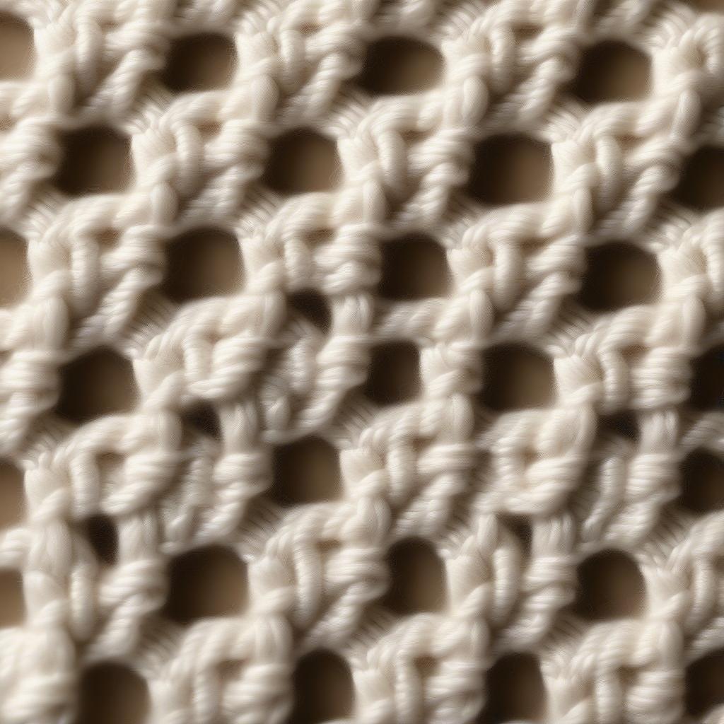 Close-up of the basket weave knit stitch showing its textured detail and intricate woven appearance