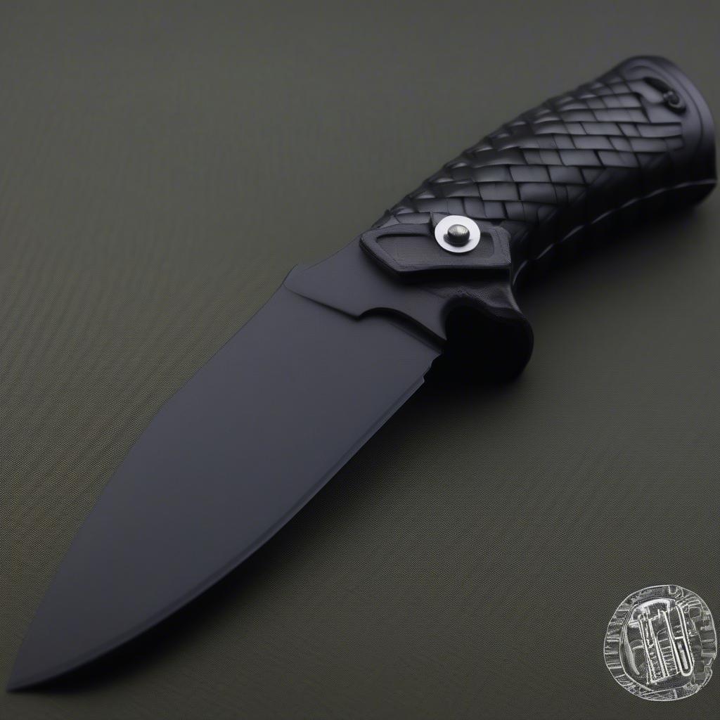 Custom-made basket weave black kydex knife sheath