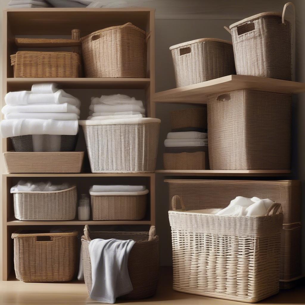 Various Basket Weave Laundry Baskets