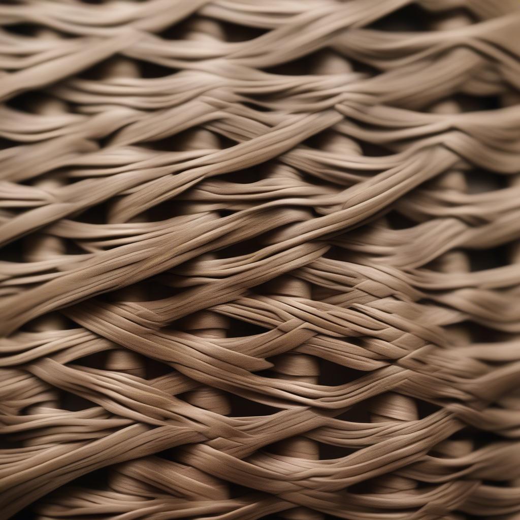 Close-up view of a basket weave leaflet showing the intricate details and texture of the weave.