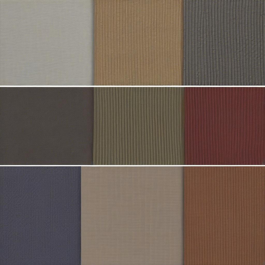 Various color options of basket weave linen drapery, ranging from light neutrals to richer earth tones, providing a visual representation of the different aesthetic possibilities.