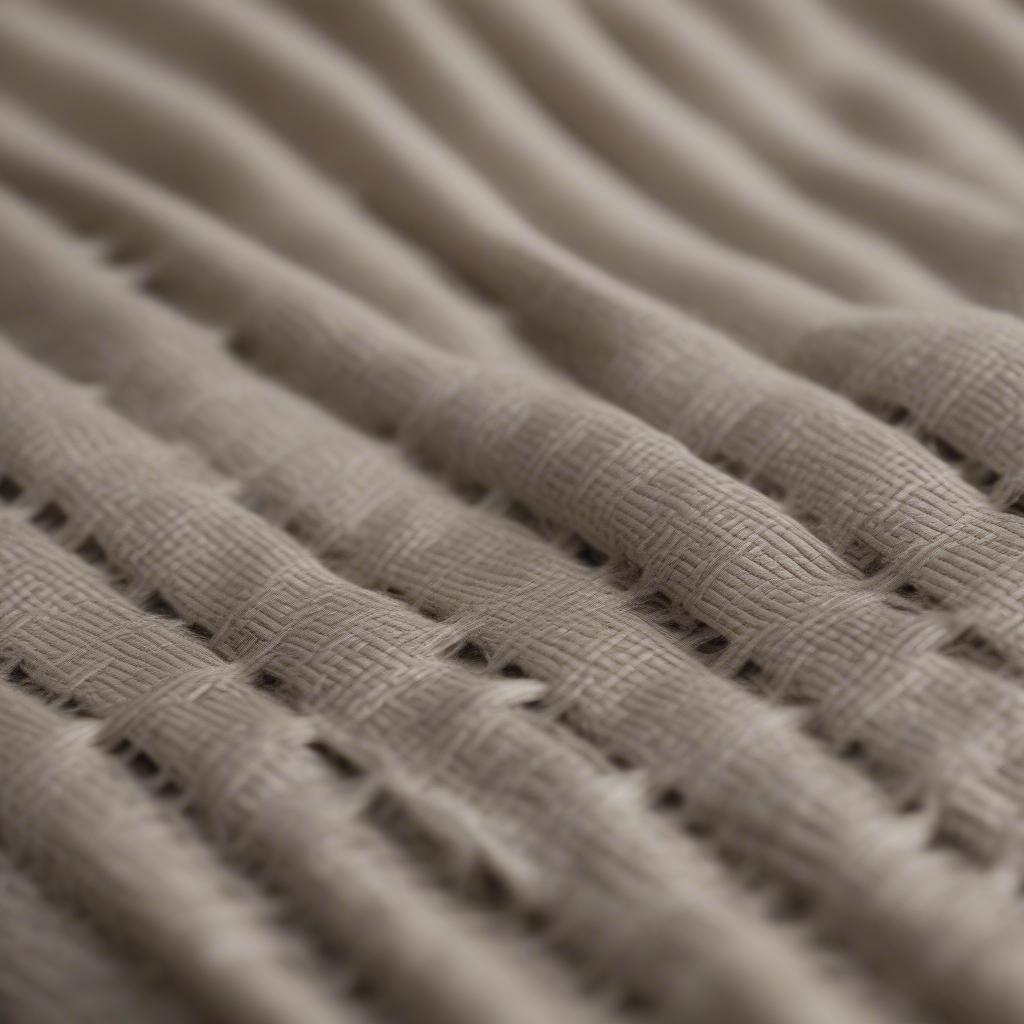 Close-up view of basket weave linen fabric showcasing its texture and weave pattern