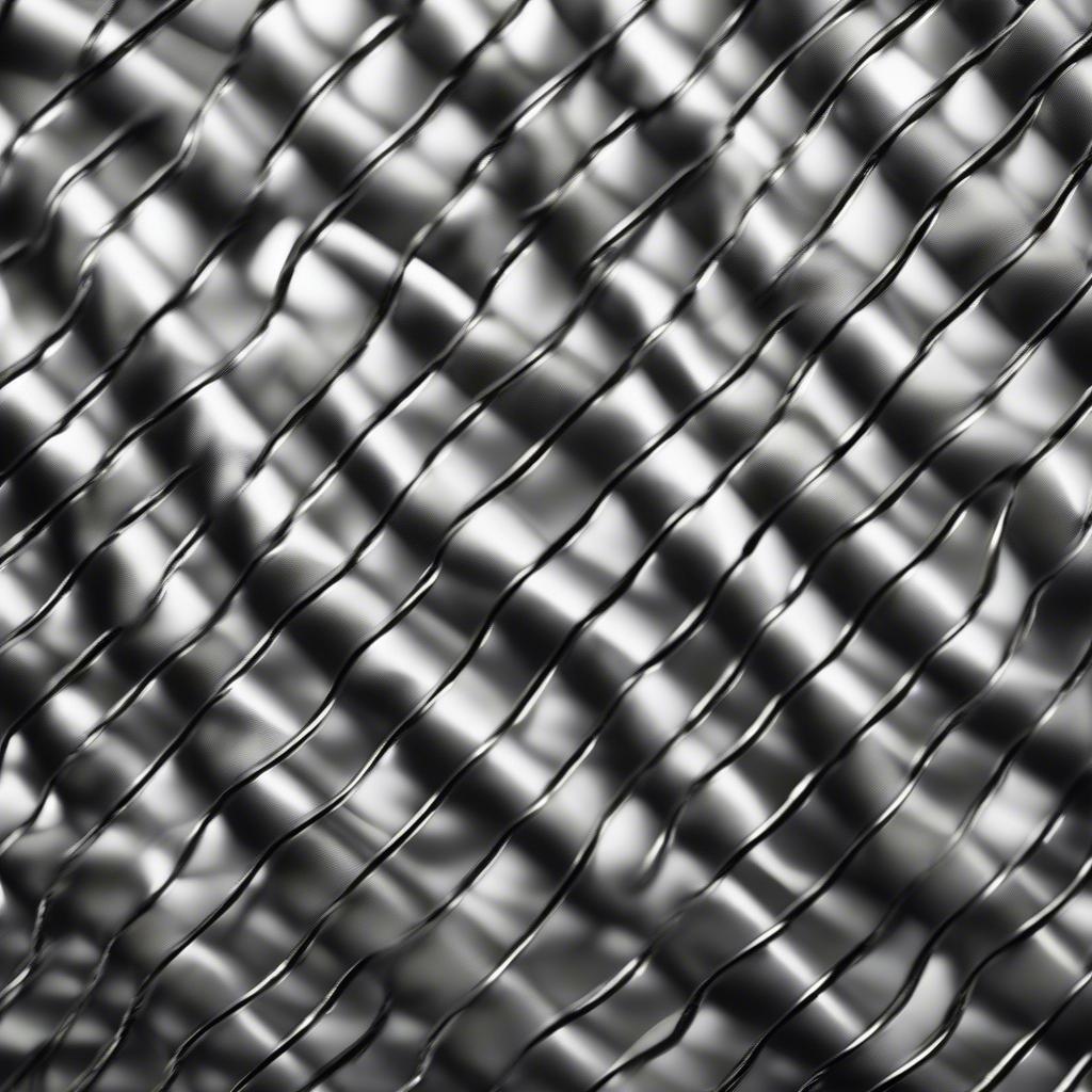 Close-up view of a basket weave metal pattern showcasing the intricate interlacing of metal wires.