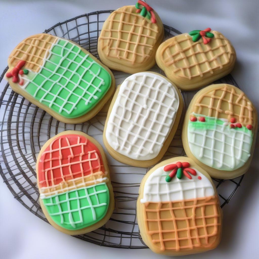 Finished basket weave mitten sugar cookies