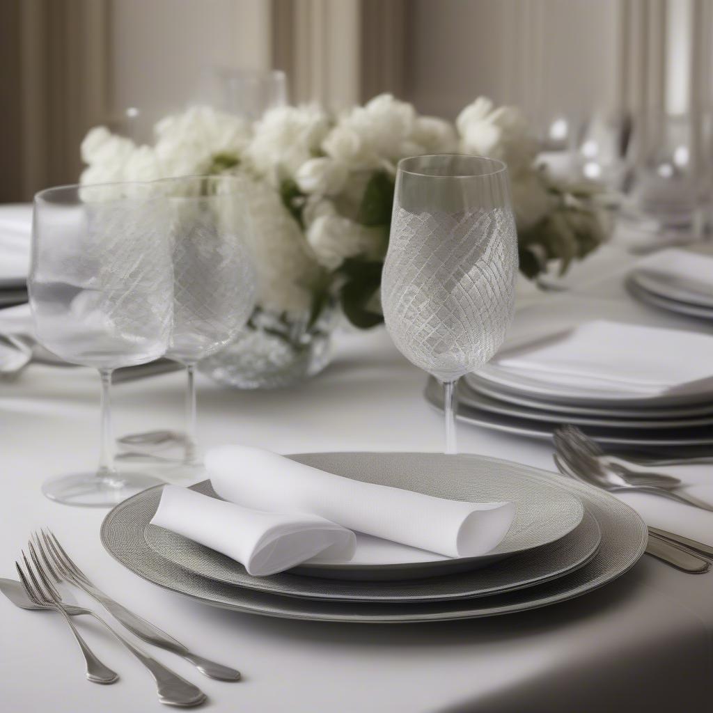 Elegant table setting with basket weave paper napkins