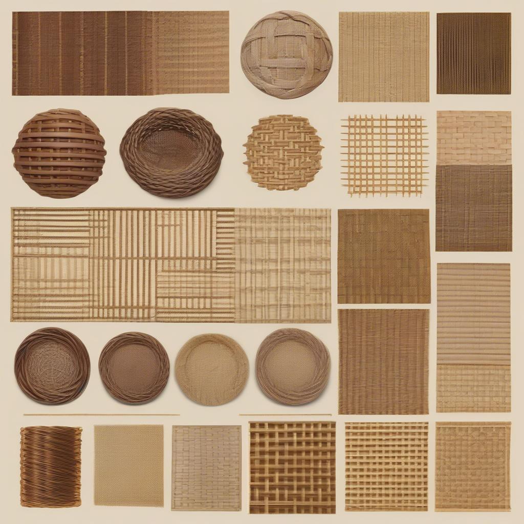 Diverse collection of basket weave pattern clipart showcasing various styles and textures from wicker and rattan to other natural materials.