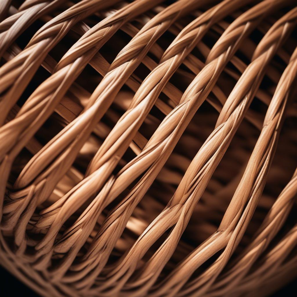 Close-up of a wicker basket showcasing the intricate basket weave pattern