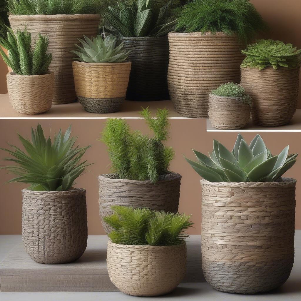 Basket Weave Planters in Various Sizes