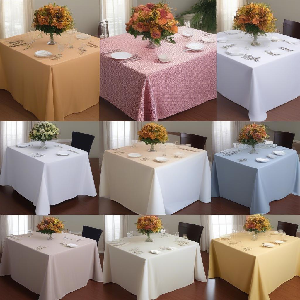 Various Sizes and Shapes of Basket Weave Polyester Tablecloths