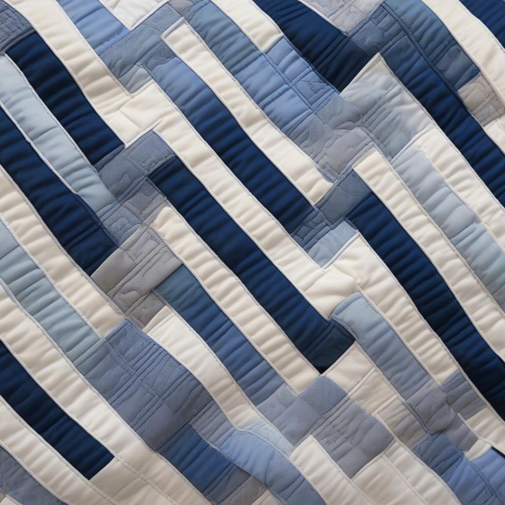 Close-up view of a basket weave quilt pattern showcasing the intricate texture and stitching.