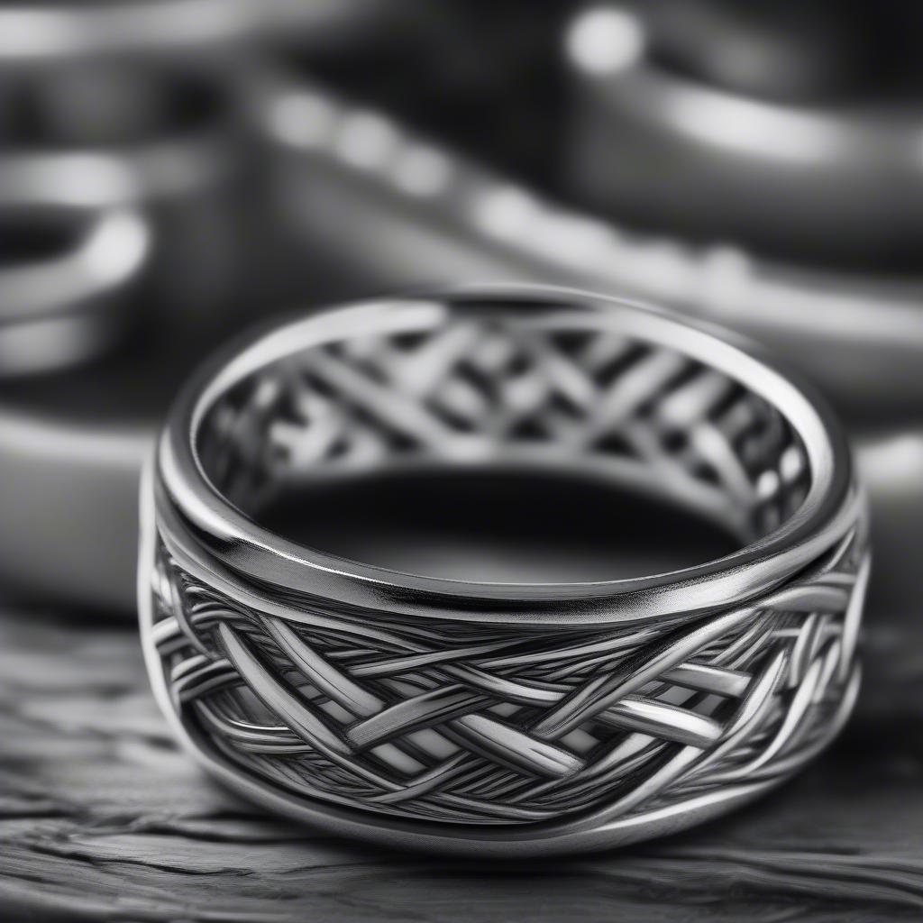 Close-up of a Basket Weave Ring Band