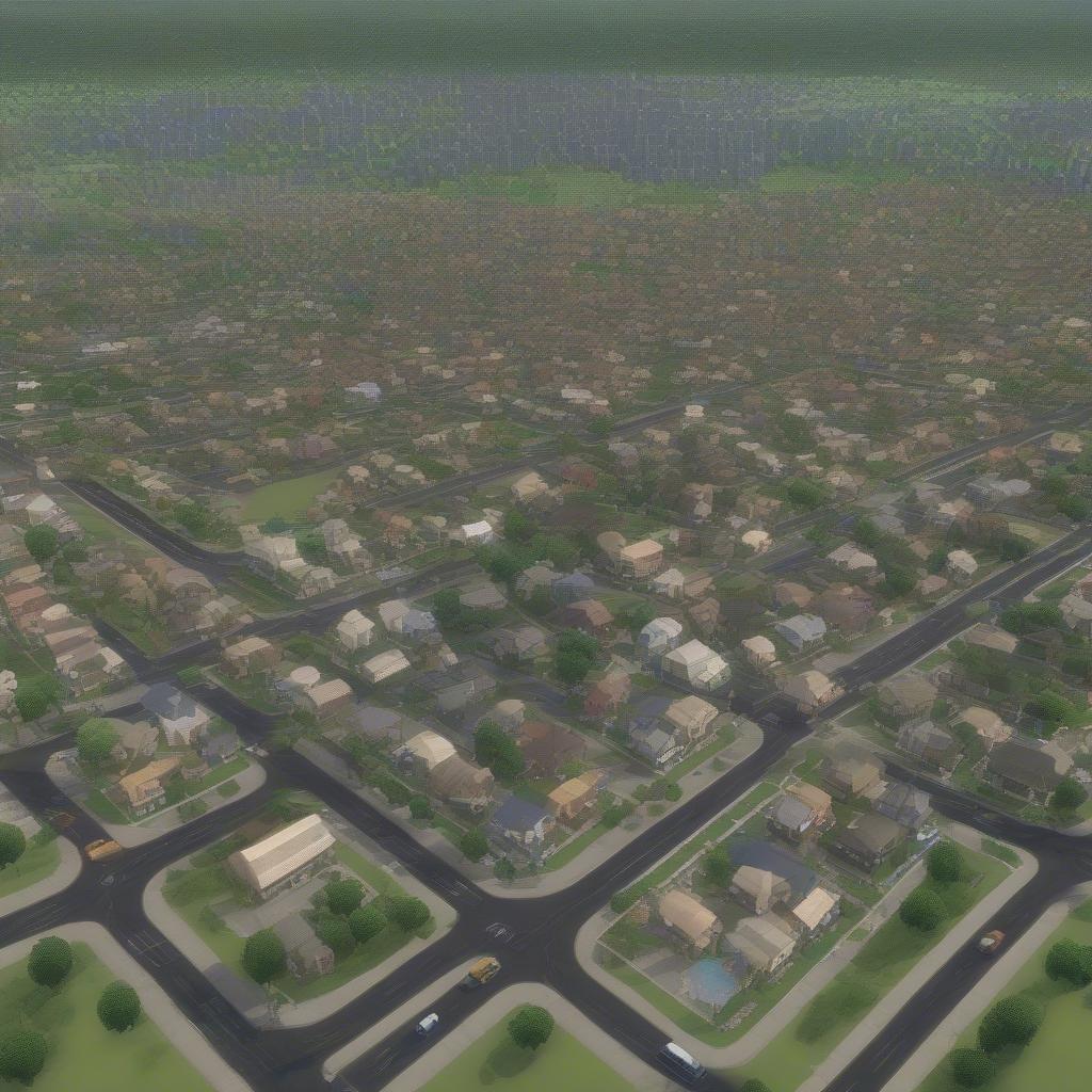 Example of a basket weave road layout in Cities Skylines