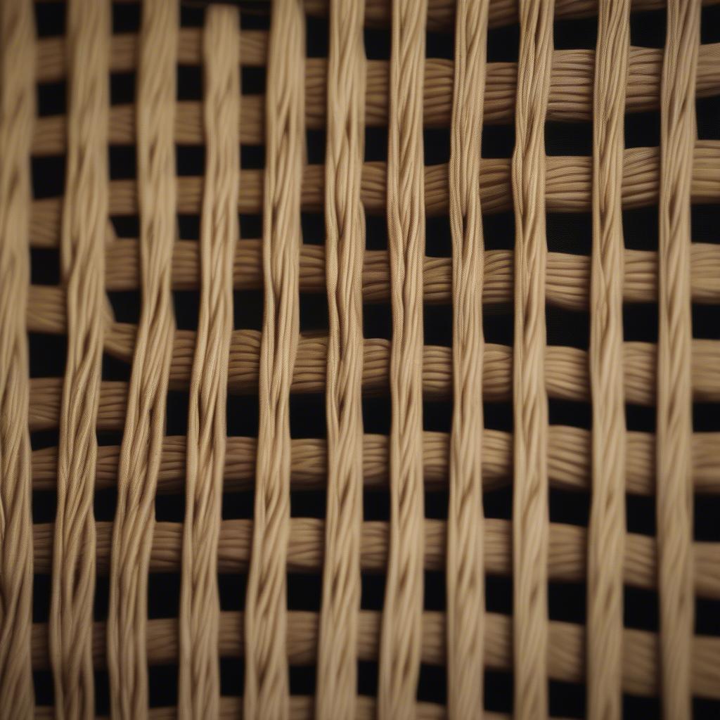 Close-up of a basket weave rope corset showcasing intricate weaving patterns