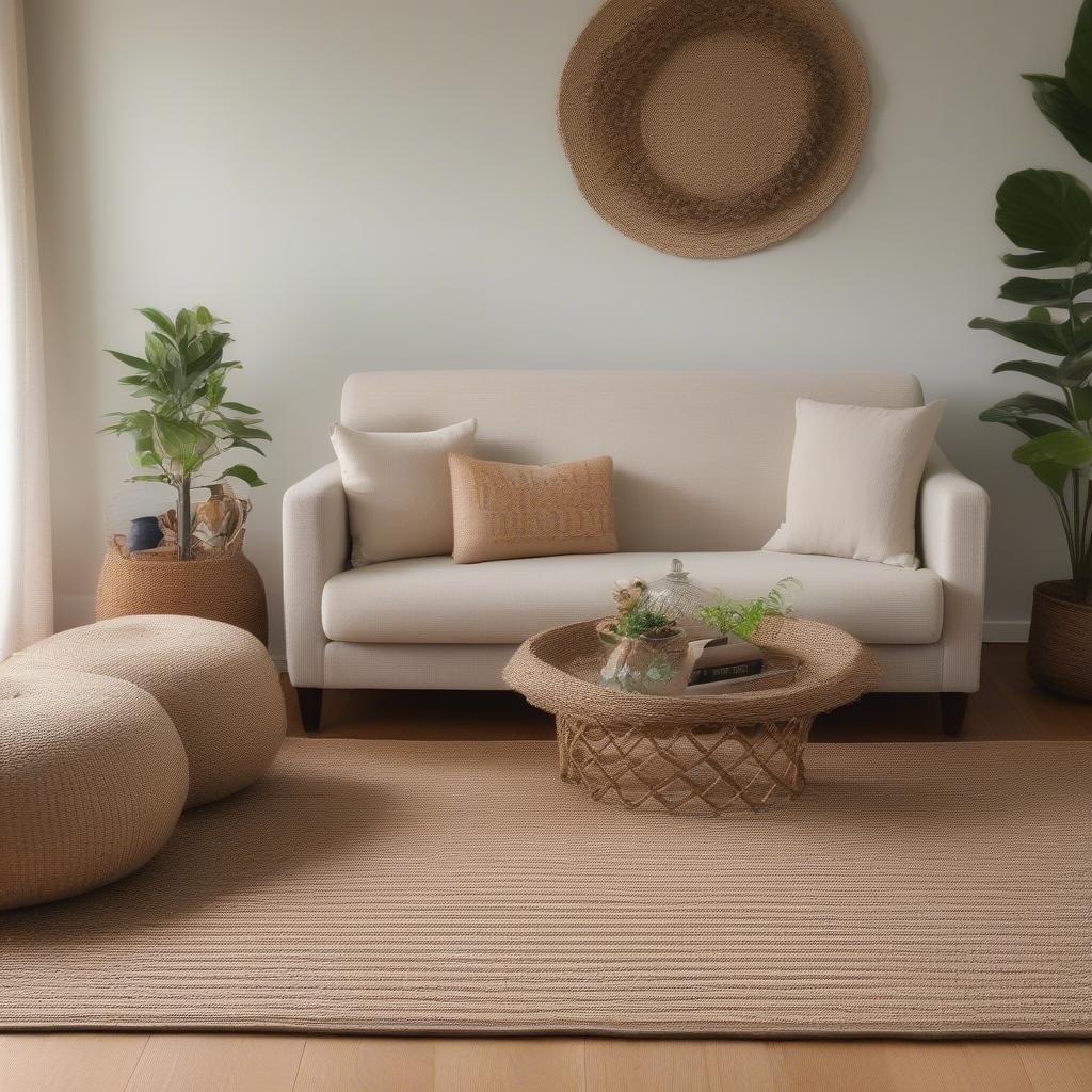 Basket weave rug in a living room setting