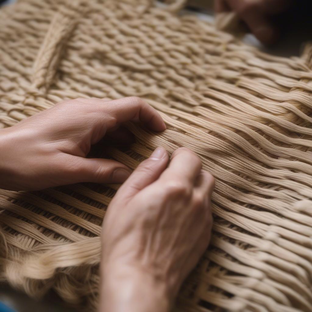 Weaving the Basket Pattern for Sandals