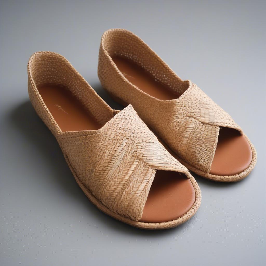 Basket weave sandals in various styles, showcasing different weaves, materials, and designs.