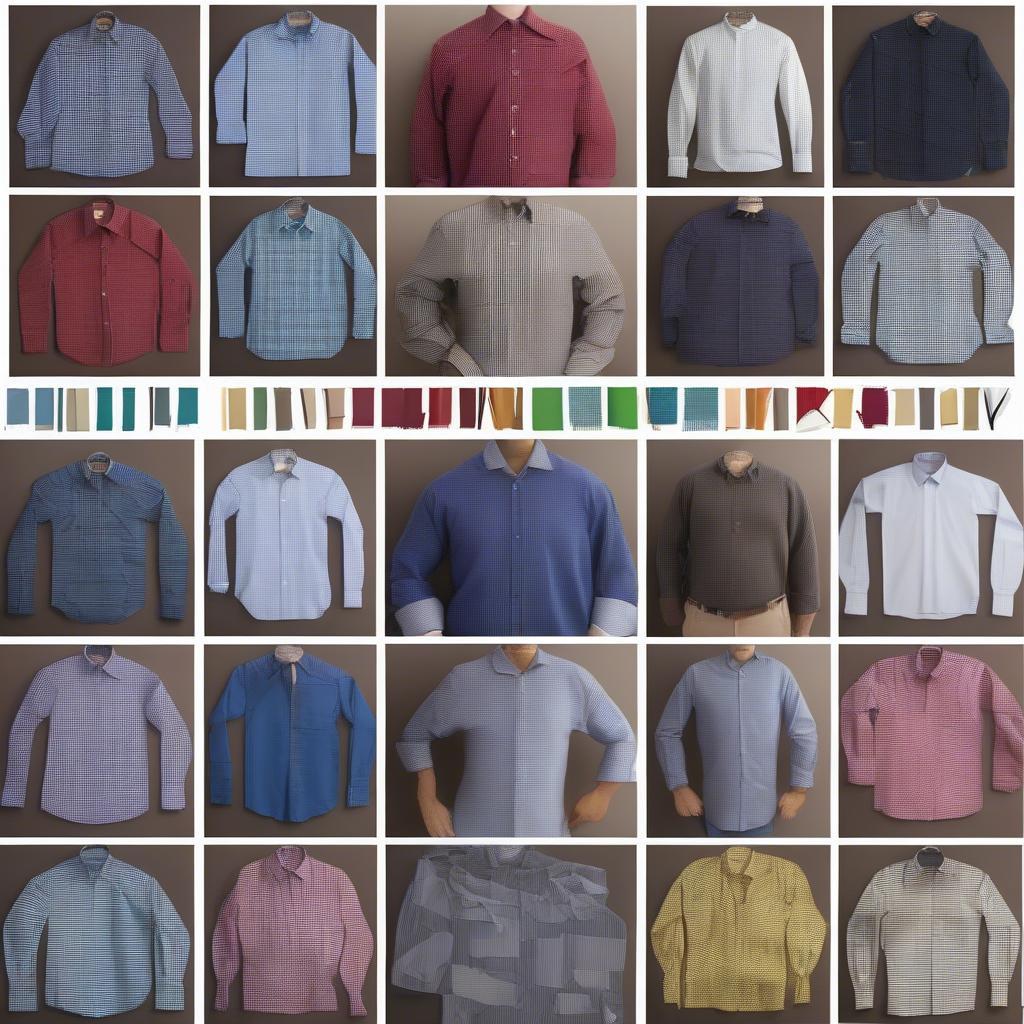 Different styles and variations of basket weave shirts, showcasing various weaving patterns, materials, and garment designs.