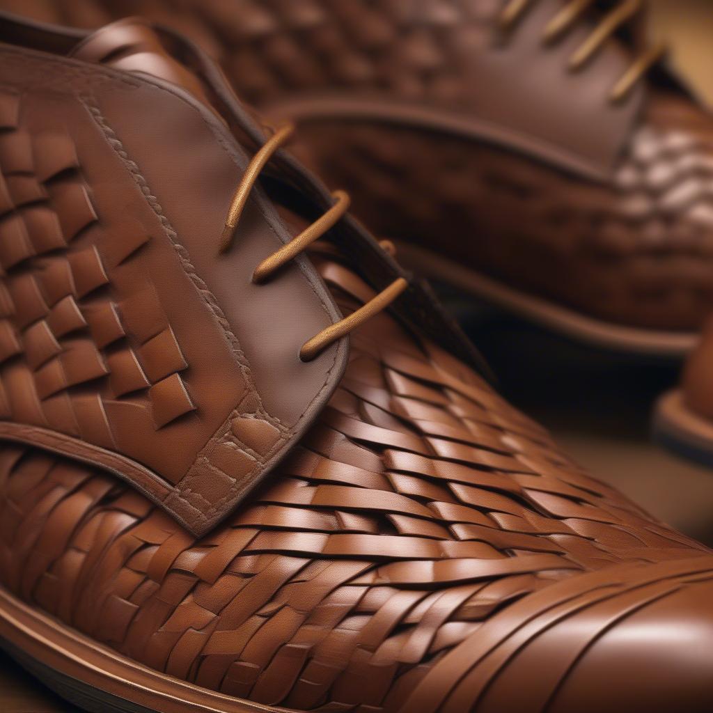 Close-up of Basket Weave Shoes Detail