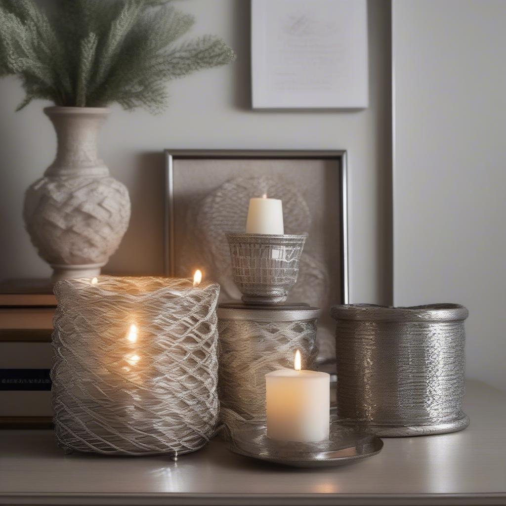 Basket Weave Silver Home Decor