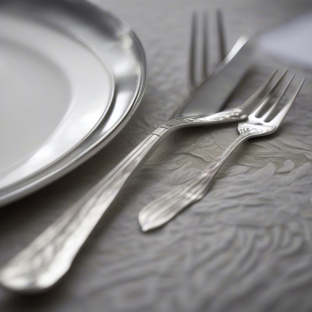 Close-up of Basket Weave Silverplate Flatware