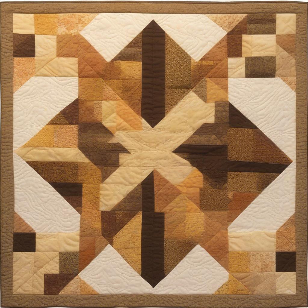 A finished basket weave star quilt block.