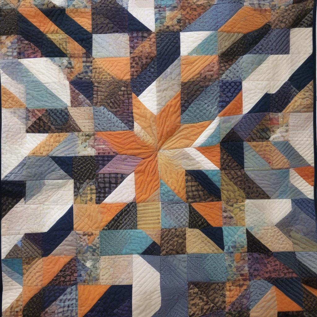 Completed Basket Weave Star Quilt Pattern