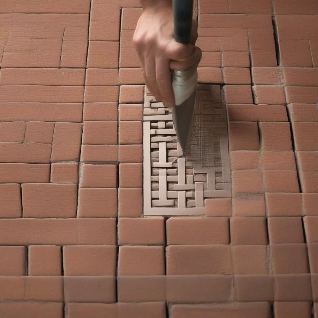 Applying a Basket Weave Stencil with Mortar