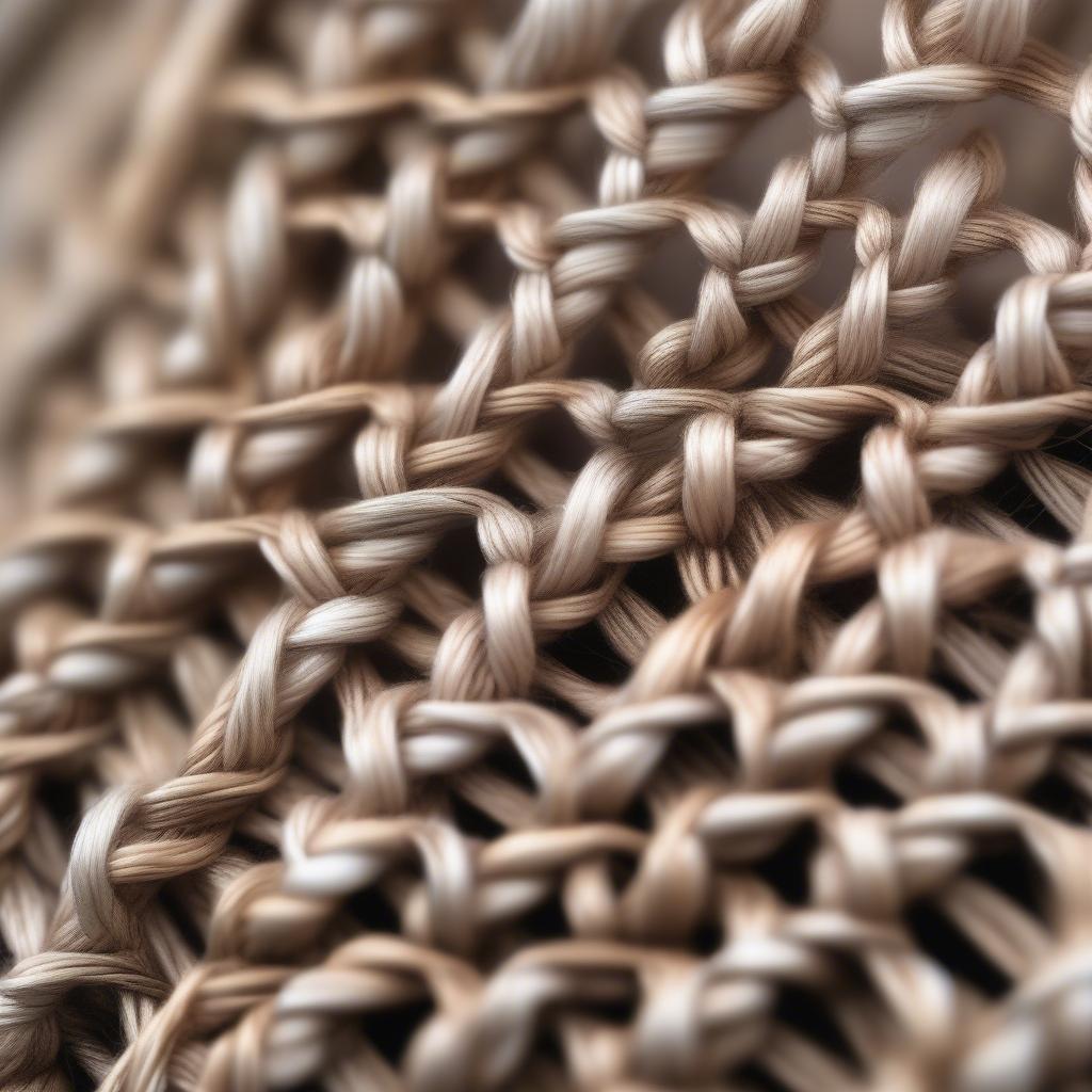 Close-up view of the basket weave embroidery stitch showing its textured and interwoven pattern