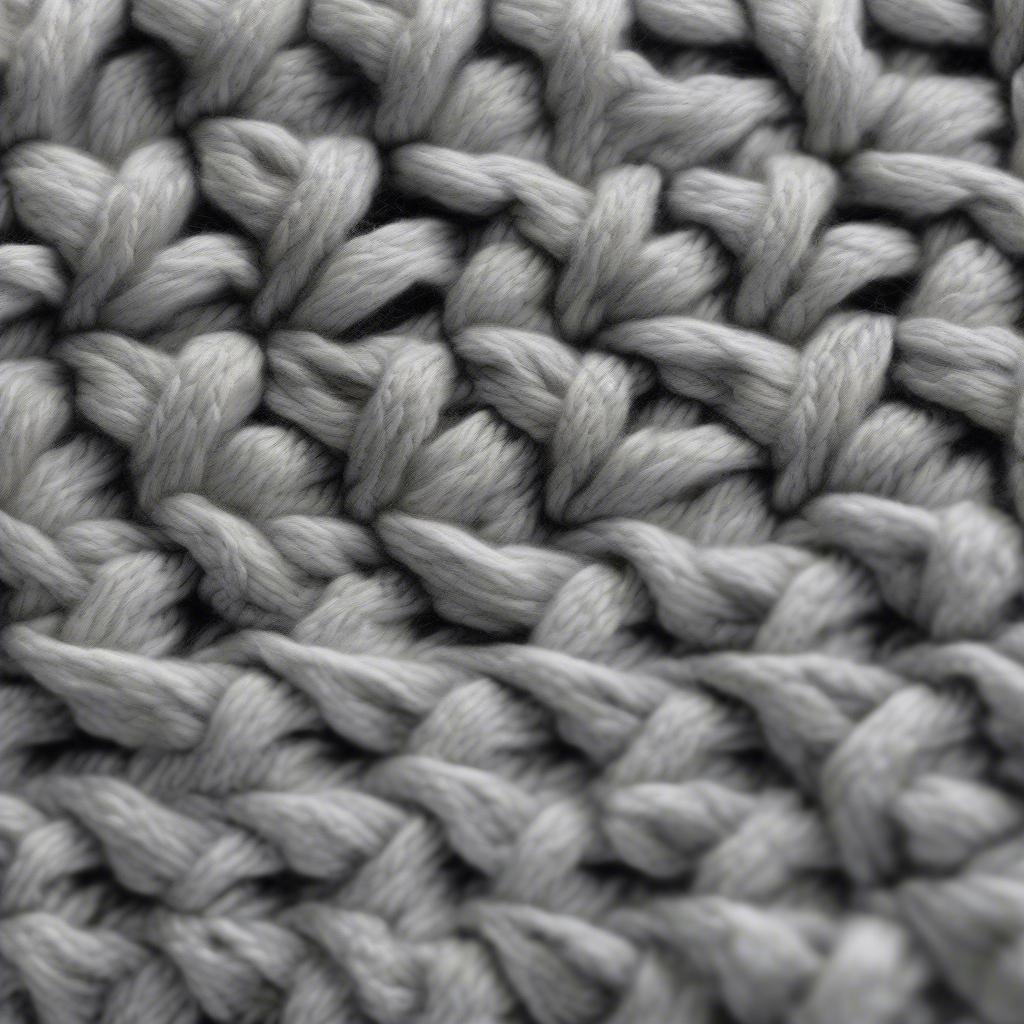 Close-up view of the basket weave knit stitch