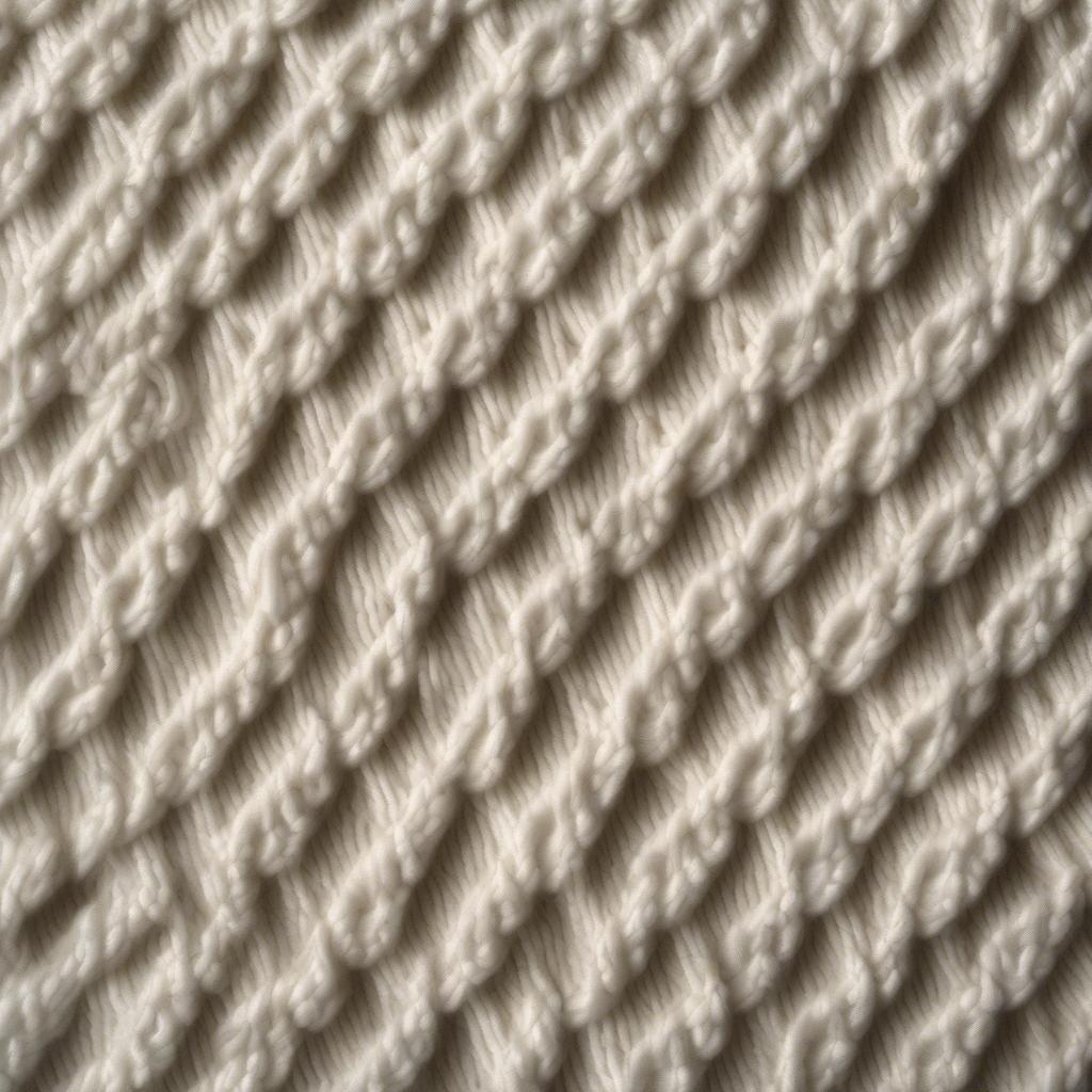 Close-up view of the basket weave knitting stitch