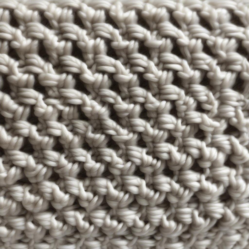 Close-up view of the basket weave stitch in a crochet project