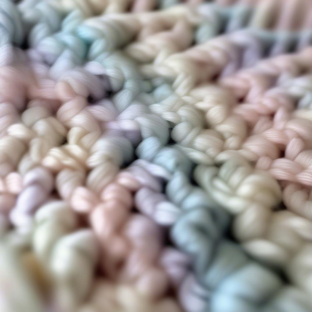 Close-up of the basket weave stitch in a baby blanket